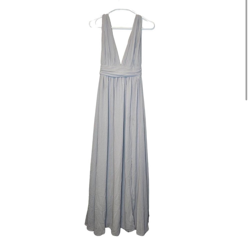 LuLus Heavenly Hues Grey Maxi Dress Gown sz XS